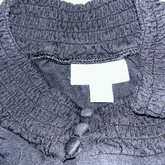 J. Jill Smocked Neck Blouse size XL Black - Picture 4 of 8